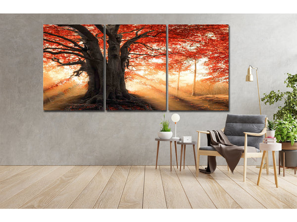 Red Tree at Sunset | 3 in 1 | Printing On Canvas